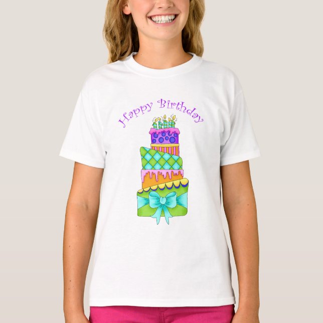 T-shirt de gâteau d'anniversaire — (Enfants avec u (Devant)