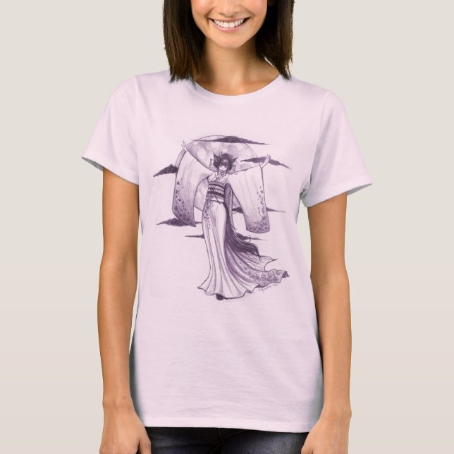 T-shirt de geisha de clair de lune (Devant)