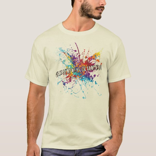 T-shirt de Genderqueer d'éclaboussure de peinture (Devant)