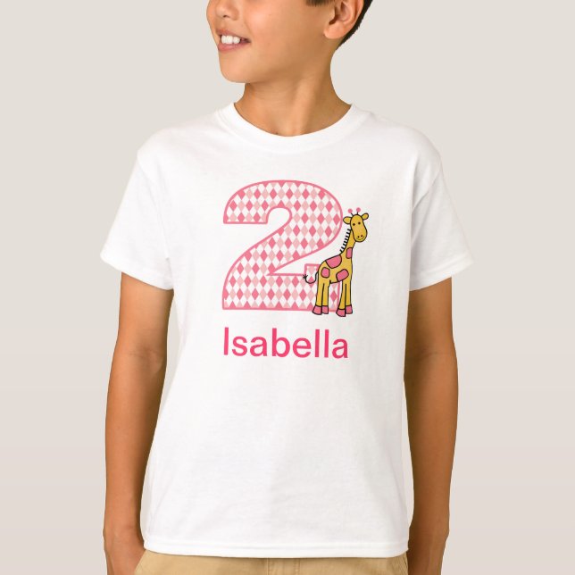 T-shirt De girafe de fille chemise personnalisable 2 (Devant)