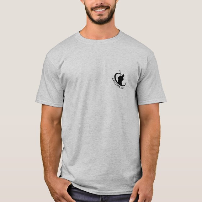 T-shirt de golf gris signature avec logo personnal (Devant)