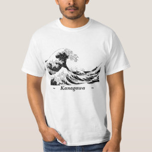 T-shirt de "grande vague", taille noire et blanche