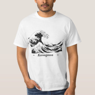 T-shirt de "grande vague", taille noire et blanche