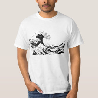 T-shirt de "grande vague", taille noire et blanche