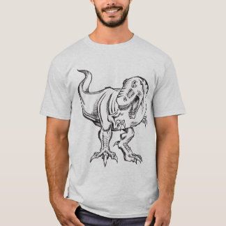T-shirt de griffonnage de croquis de dinosaure de