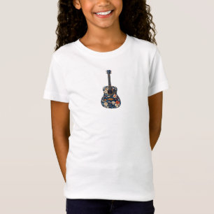 T-shirt de guitare acoustique florale