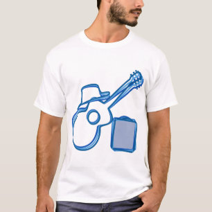 T-shirt de guitare de bleus