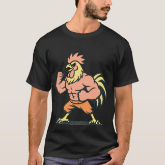 T-shirt de gym avec mascotte de coq musclé