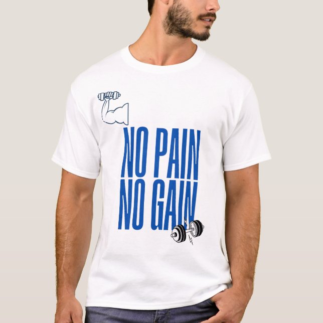 T-shirt de gym Noir et Blanc Sans douleur, pas de  (Devant)