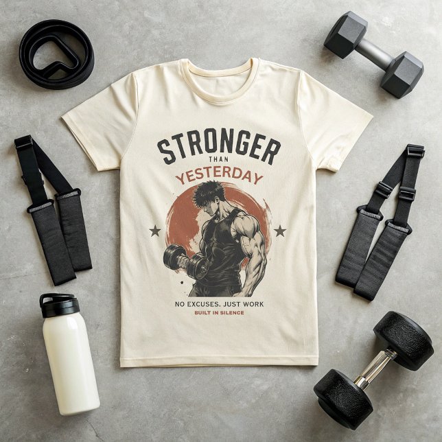 T-Shirt de Gym Plus Fort qu'Hier | Pas d'Excuses  (Créateur téléchargé)