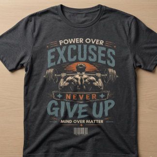T-Shirt de Gym Power Over Excuses Ne jamais abando