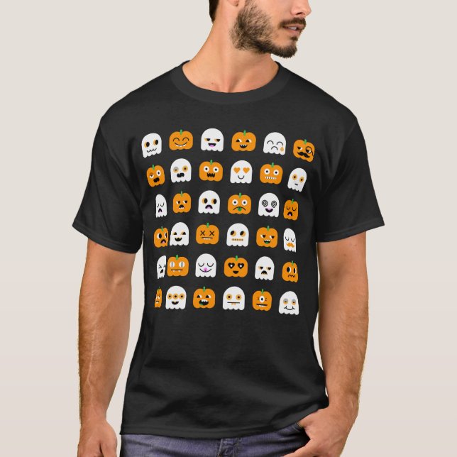 T-shirt de Halloween : Citrouilles et fantômes (Devant)
