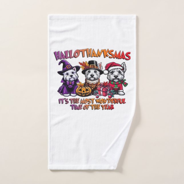 T-shirt de Halloween et de Noël pour Terrier Écoss (Serviette à main)