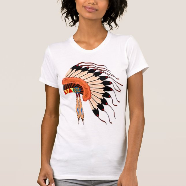 T-shirt de headress de natif américain (Devant)
