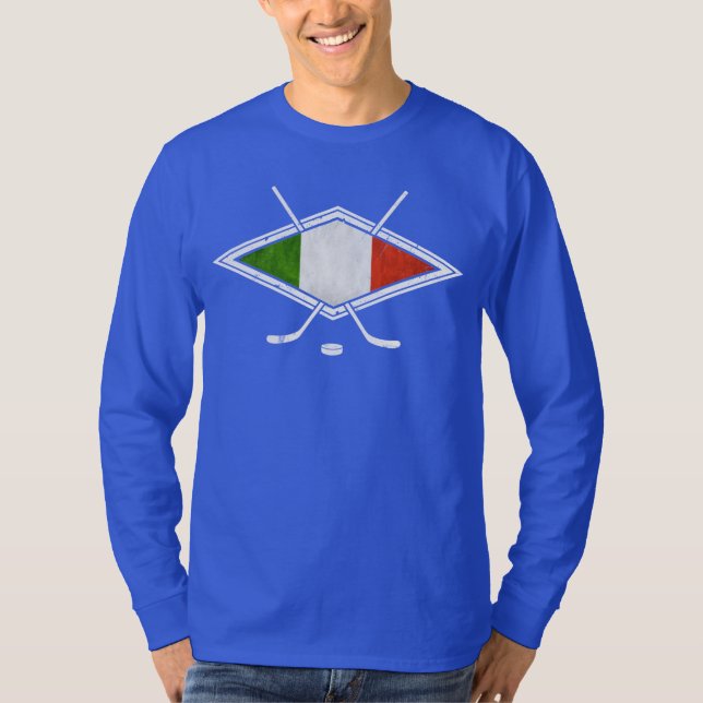 T-shirt de hockey sur glace italien avec nom et nu (Devant)