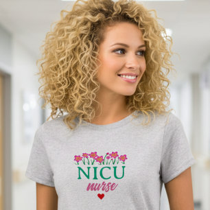 T-Shirt de infirmière en néonatalogie à motif flor