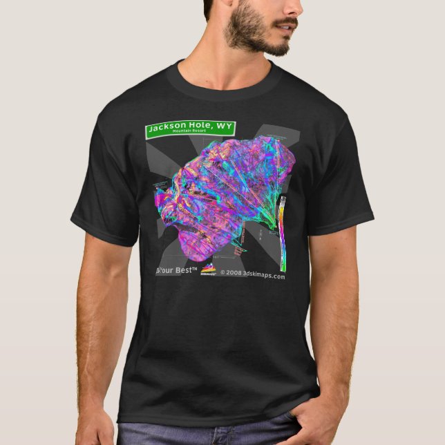 T-shirt de Jackson Hole 3dSkiMaps (foncé) (Devant)