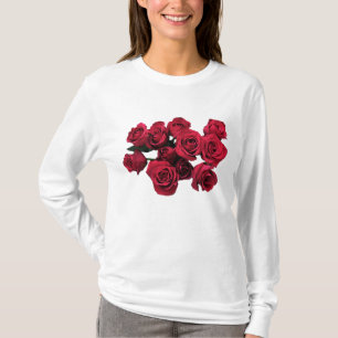 T-shirt de jardin de fleurs de rose rouge