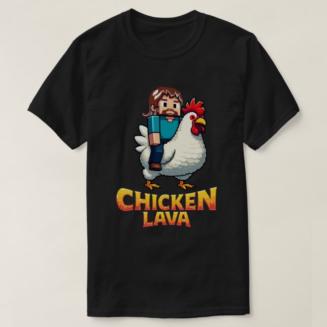T-shirt de jeu de meme de mineur de poulet de lave (Design devant)