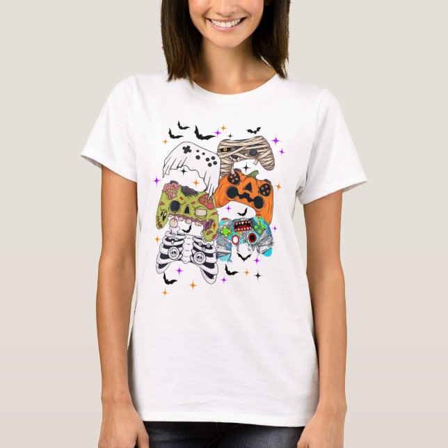 T-shirt de jeu Halloween avec contrôleur Éffrayant (Devant)