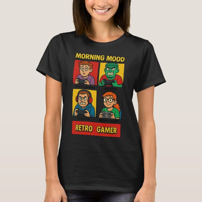 T-Shirt de jeu rétro humeur matinale (Devant)