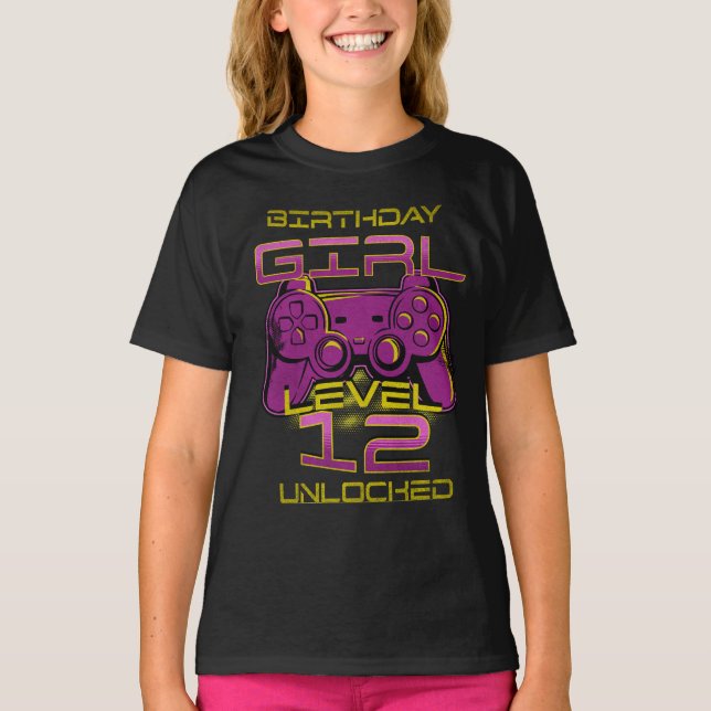 T-shirt de jeu vidéo 'Niveau 12 débloqué pour la f (Devant)