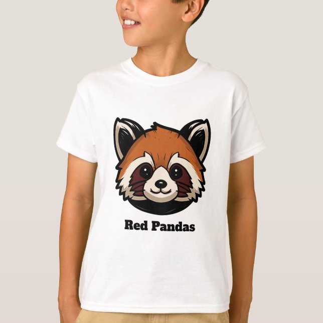 T-shirt de jeunes Panda rouge personnalisé (nom et (Devant)