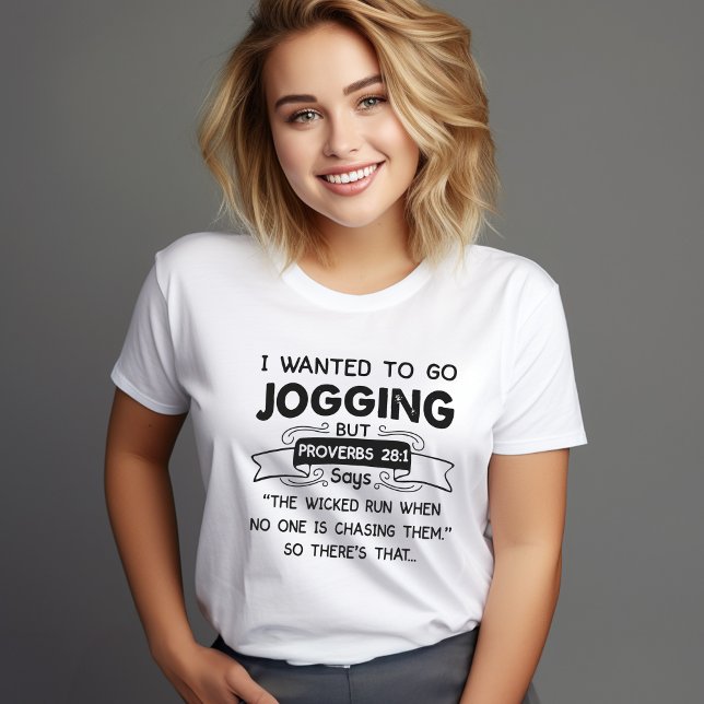 T-shirt de jogging Proverbes 28:1 drôle – Humour c (Funny Proverbs 28:1 Jogging Shirt – Christian Humor shirt )