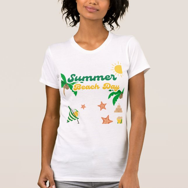 T-Shirt de Jour de Plage d'Été | Tee à Palmier Tro (Devant)
