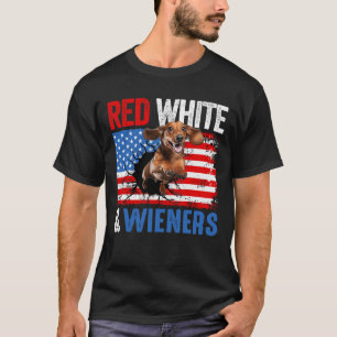 T-shirt De Juillet Dachshund Chien Chemise Rouge Blanc Et