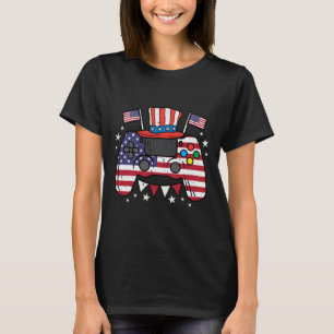 T-shirt De Juillet Jeu Vidéo Nous Drapeau Jeu Patriot Gary