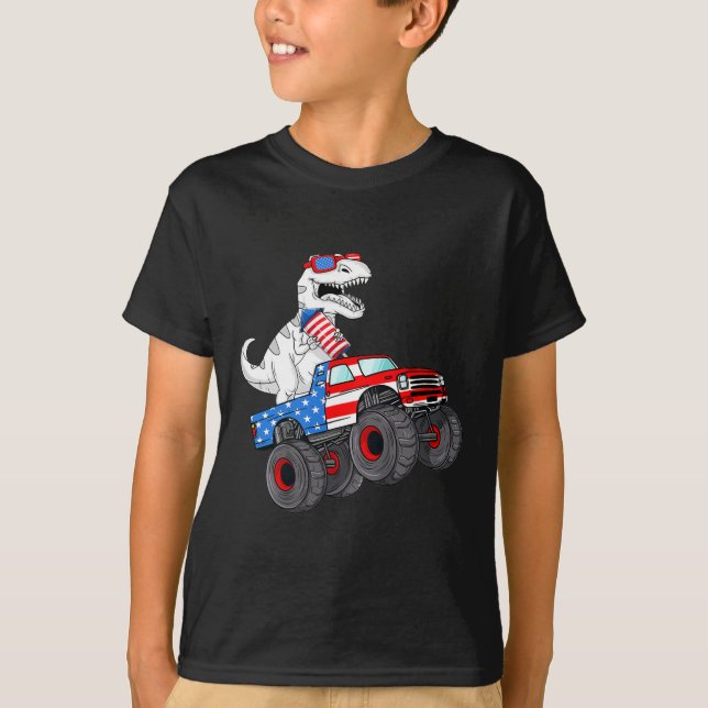 T-shirt De Juillet T Rex Dino Trex Dinosaur Monster Truck  (Devant)
