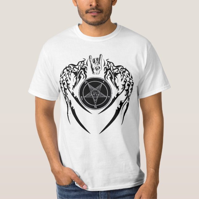 T-shirt de klaxons et d'ailes de Satan Baphomet de (Devant)