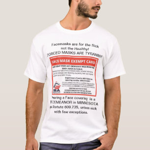 T-Shirt de la carte d'exemption de masque