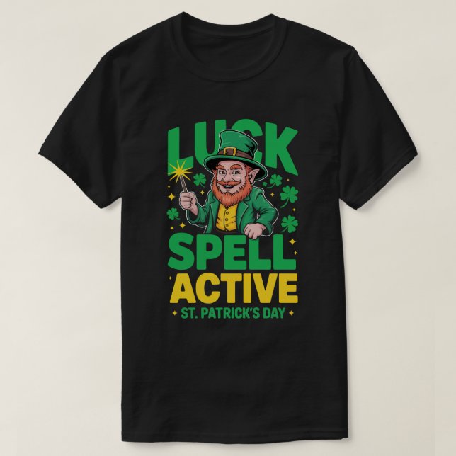 T-shirt de la Chance Sortilège Actif Leprechaun St (Design devant)