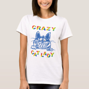 T-shirt de la dame du chat fou