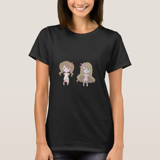 T-shirt de la dame Kawai Anime Zombies (Devant)