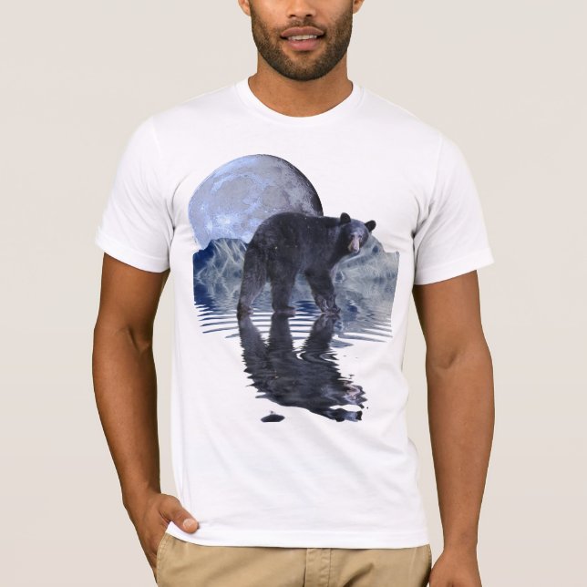T-shirt de la faune de l'ours noir, de la lune et  (Devant)