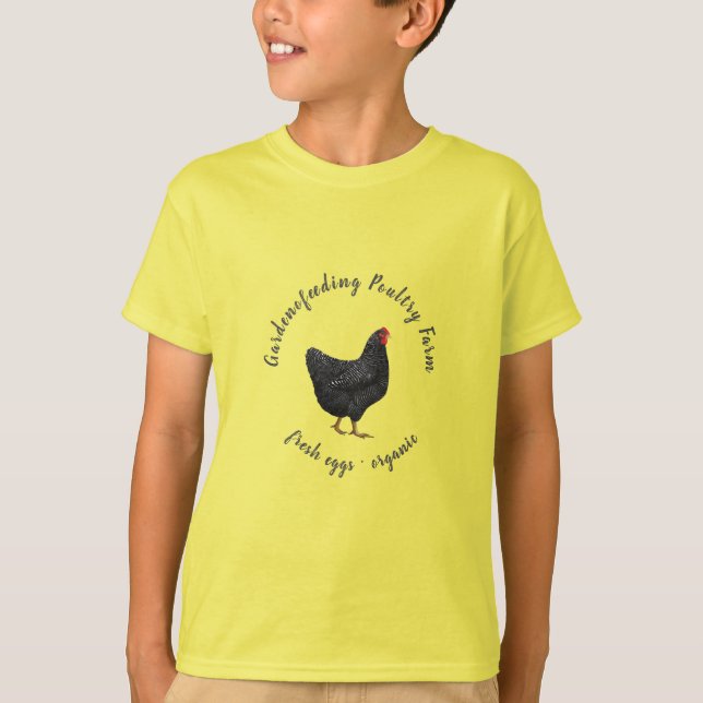 T-shirt de la ferme de poulet noir jaune (Devant)