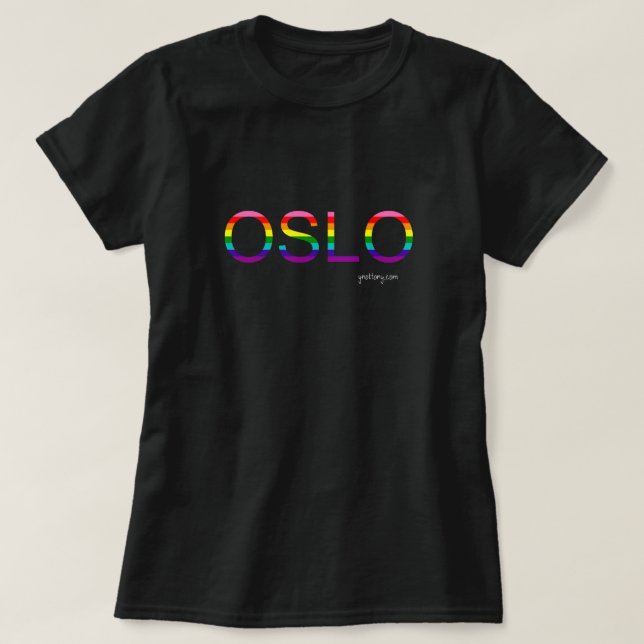T-shirt de la Fierté d'Oslo | drapeau arc-en-ciel (Design devant)