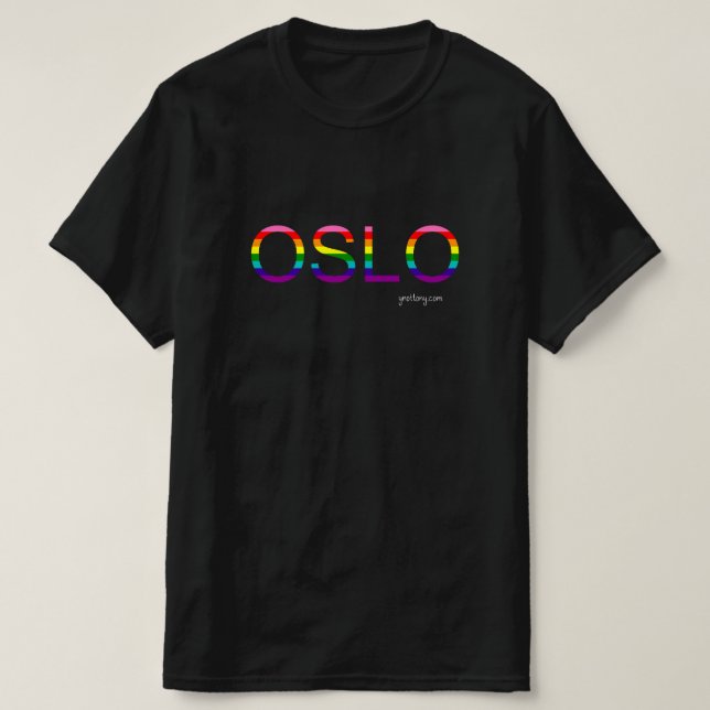 T-shirt de la Fierté d'Oslo | Drapeau arc-en-ciel  (Design devant)