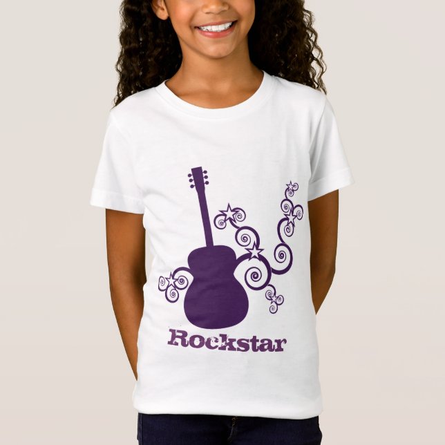 T-shirt de la fille de la Guitare Rockstar, violet (Devant)