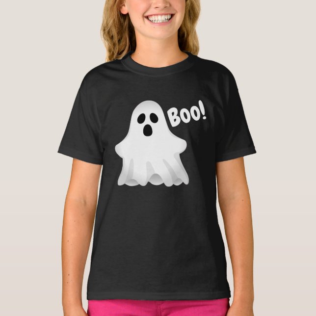 T-shirt de la fille-fantôme Halloween Boo (Devant)