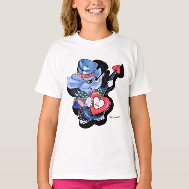 T-shirt de la guitare de Metalphant Heart Girl (Devant)