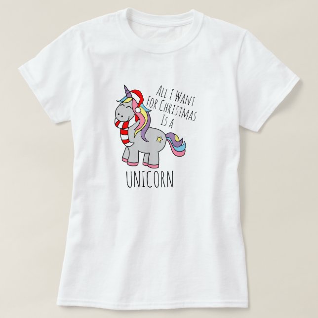 T-shirt de la licorne de Noël (Design devant)