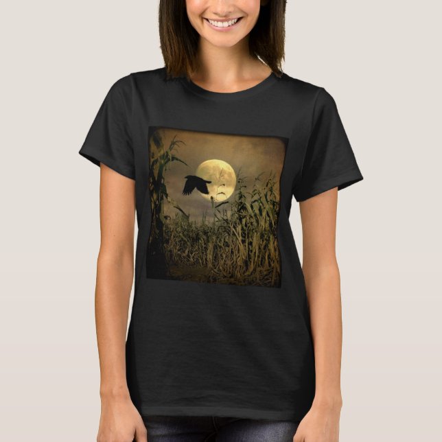 T-Shirt De La Lune De Récolte Et Du Crow (Devant)