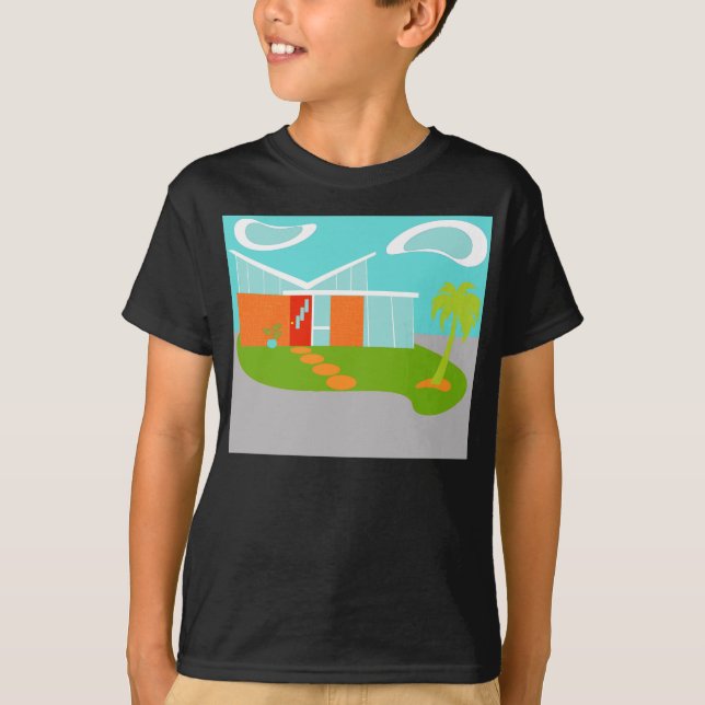 T-shirt de la maison de dessin moderne du milieu d (Devant)