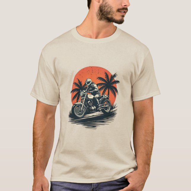 T-shirt de la moto Sunset pour hommes (Devant)