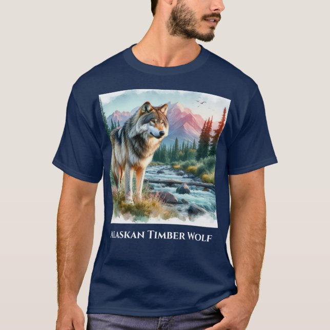T-shirt de la nature du loup de bois de l'Alaska (Devant)