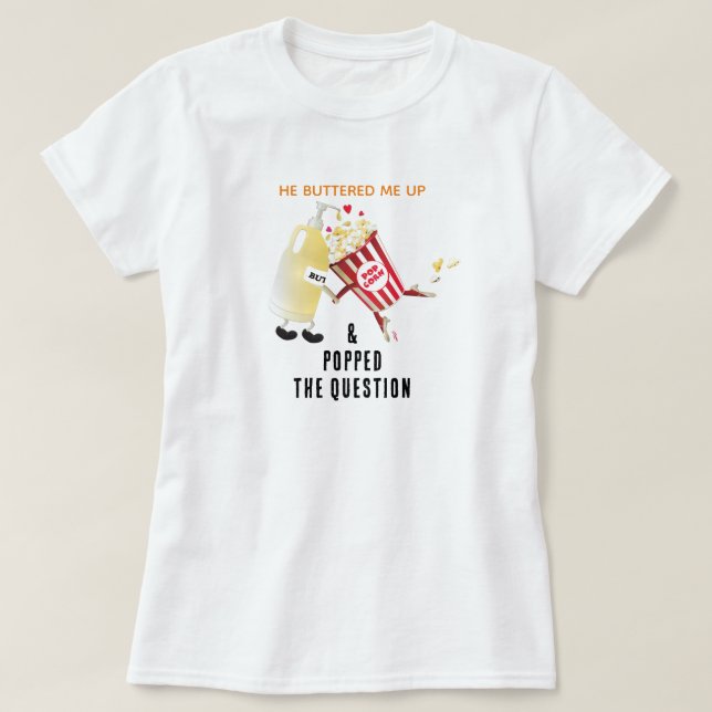 T-shirt de la proposition de mariage au pop-corn (Design devant)